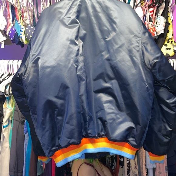 BROOKLYN varsity puffer baseball jacket blue like new size large stylish oversiz - Picture 9 of 12